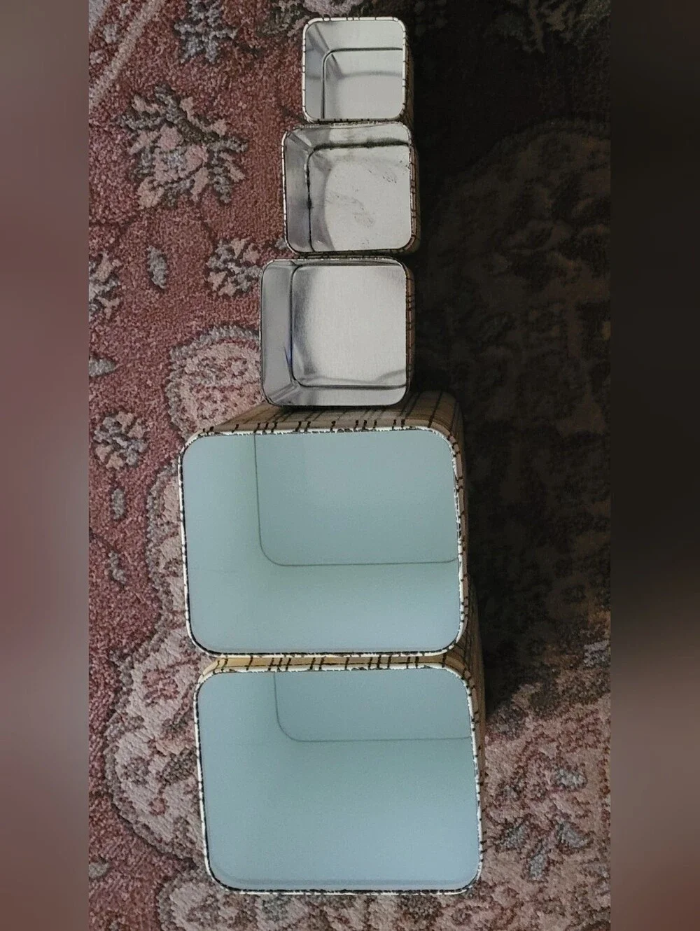 Vintage 80s Potpourri 5pc Tin Canister Set